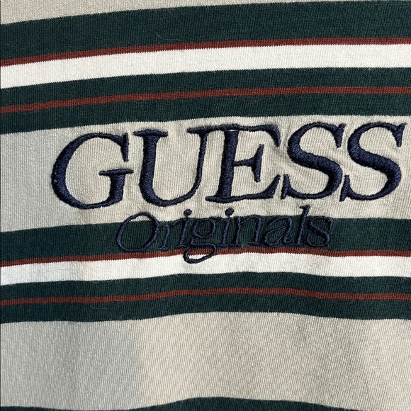 GUESS Navy and White Striped Tee - Picture 2 of 6